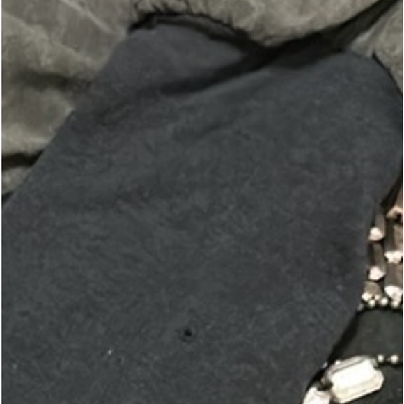 Vtg BOSS ORANGE goth metallic,mesh,chains,faux wrap,surplice,dress,flaw pinhole - Picture 16 of 16